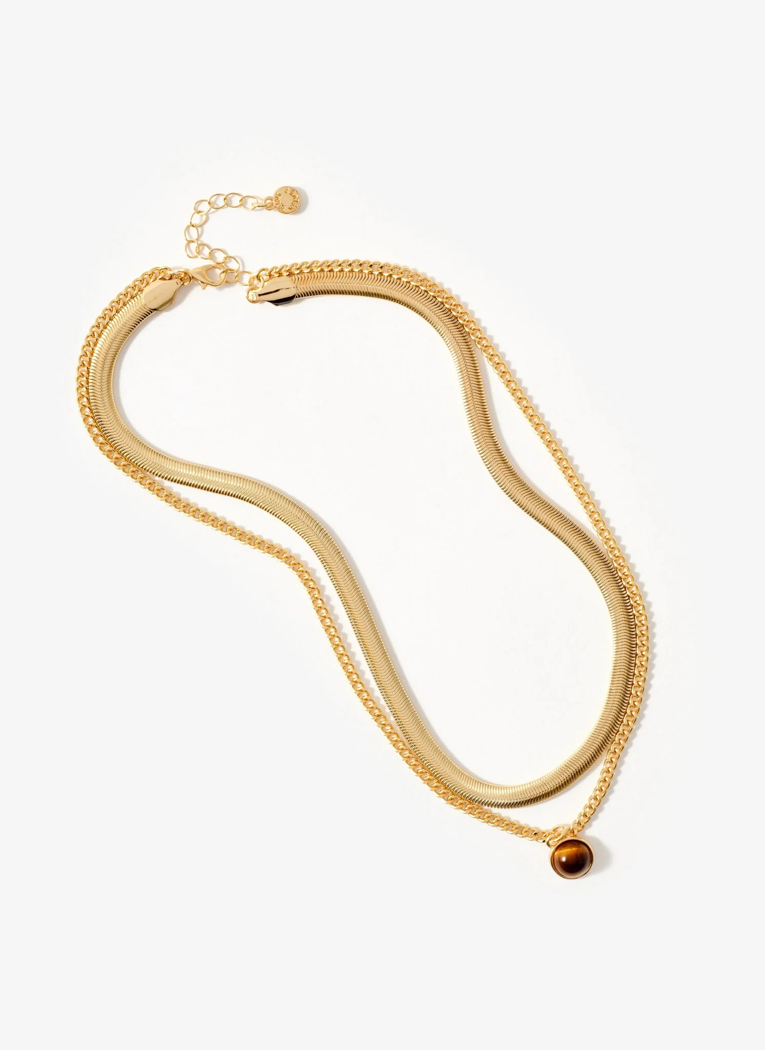 Gold Tone Layered Stone Necklace | Mint Velvet