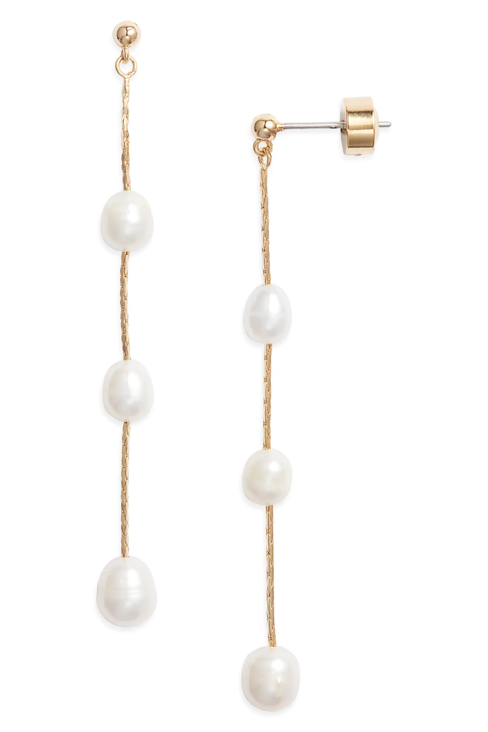 Demi Fine Freshwater Pearl Linear Drop Earrings (Women) | Nordstrom | Nordstrom