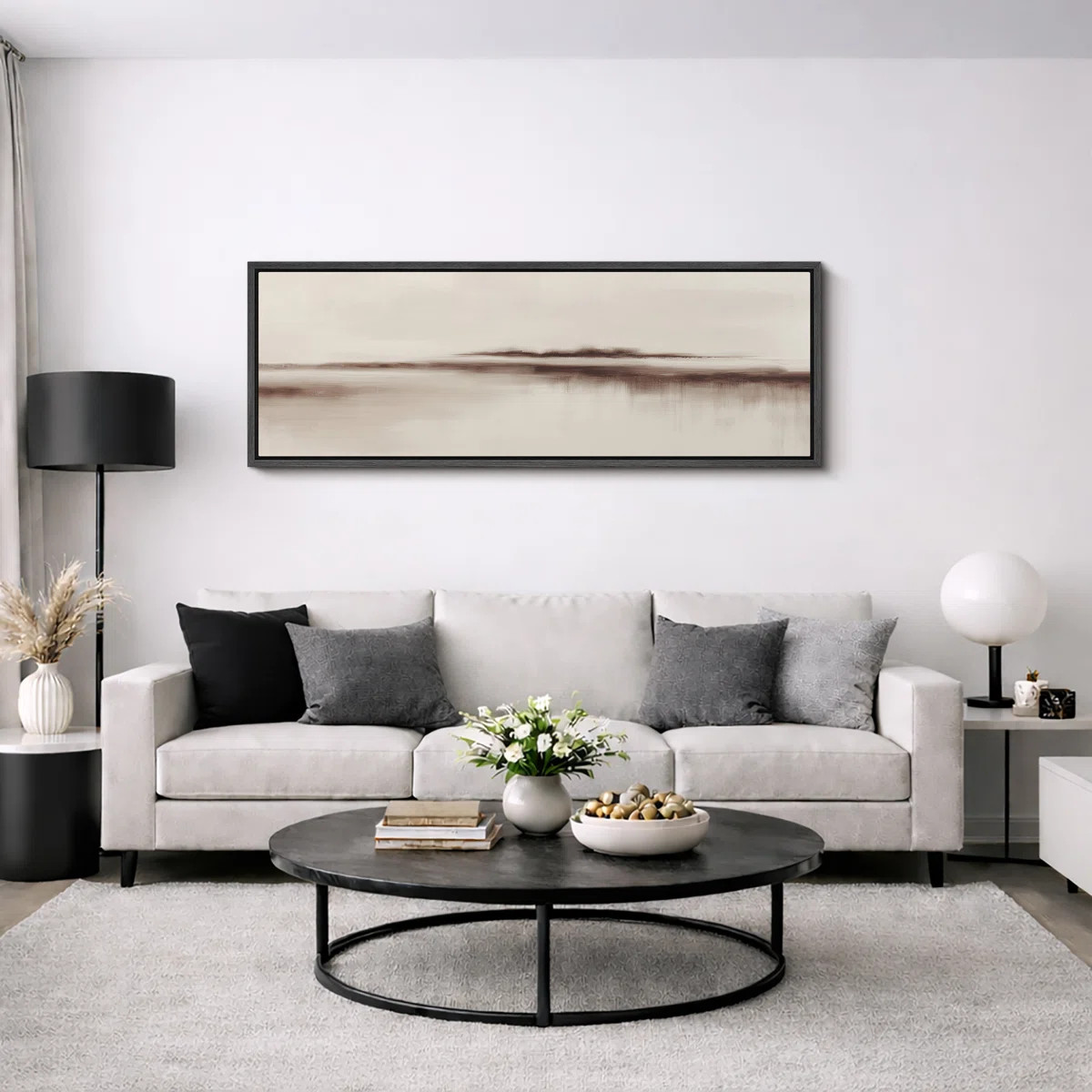 Minimalist Neutral Horizon Abstract Landscape Calm Wall Decor Extra Large Pictures Framed Canvas ... | Wayfair North America