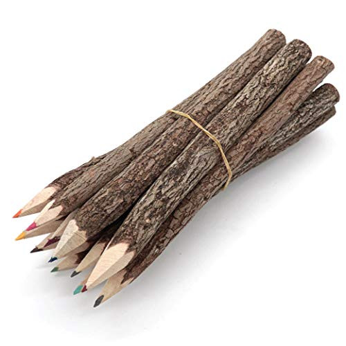 Bark 7 Inch Colors Pencils Set Assorted-Stick Twig of Wood Pencils Outdoor Colored Wooden Pencil Tre | Amazon (US)