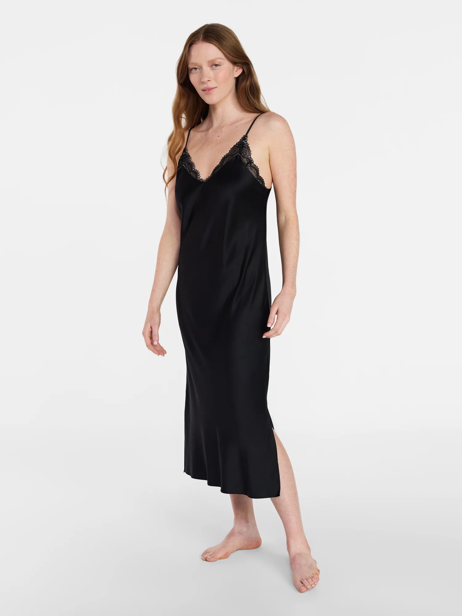 Joyspun Women’s Satin Midi Chemise, Sizes S-3X | Walmart (US)