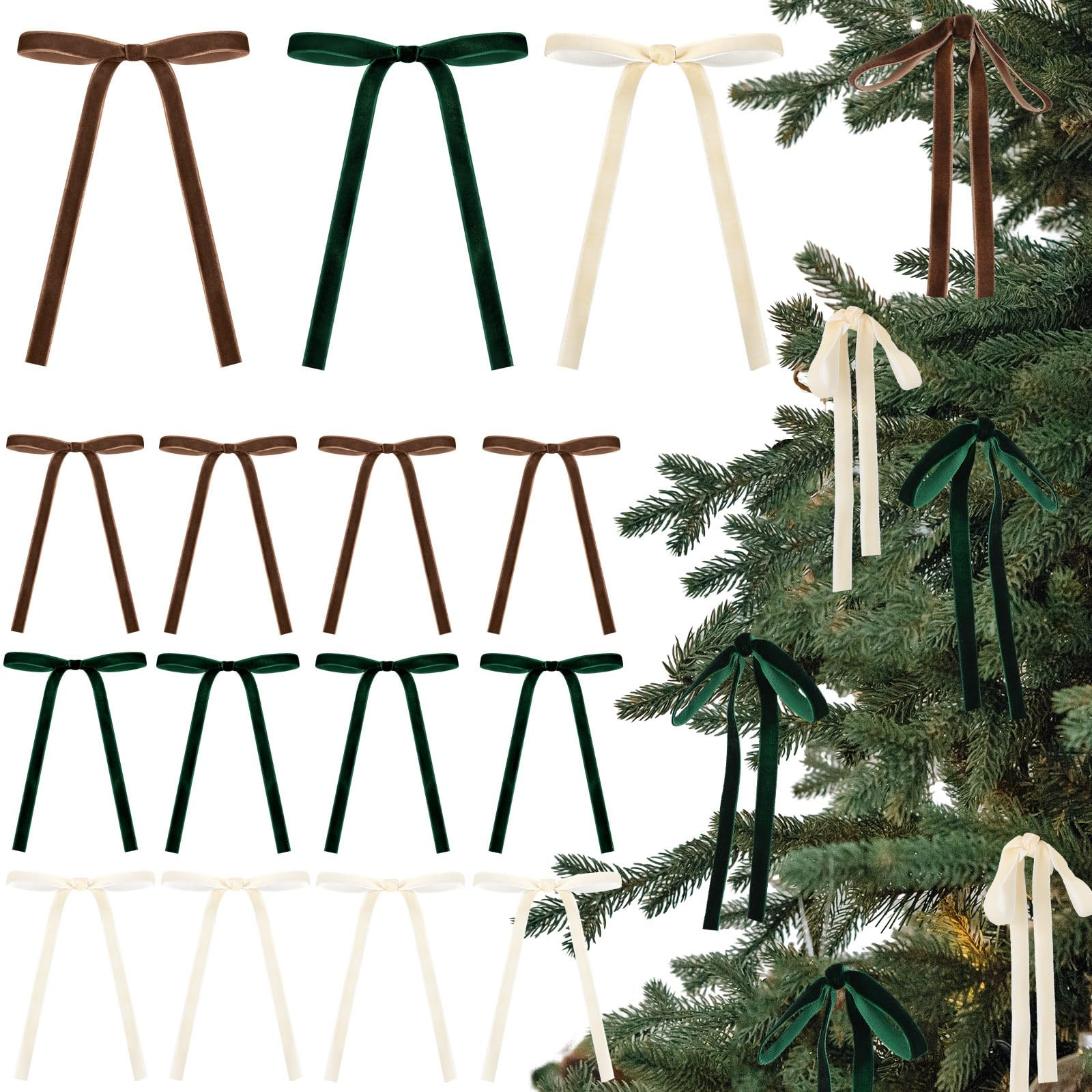 24 Pcs Velvet Bows Christmas Tree Ornaments Vintage Velvet Ribbon Bows for Tree Garland Wreath In... | Amazon (US)