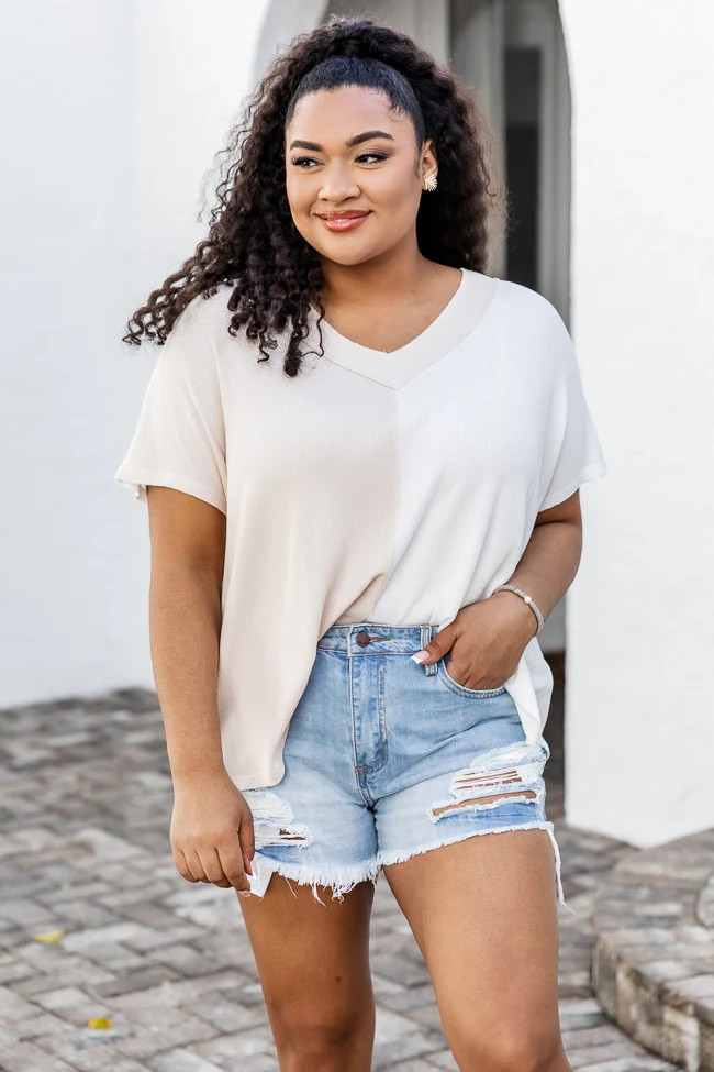 Give You My Heart Beige Gauze Blouse | Pink Lily