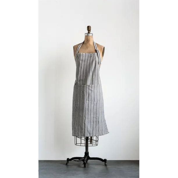 Creative Co-Op Grey Striped Cotton Apron with Front Pocket | Walmart (US)