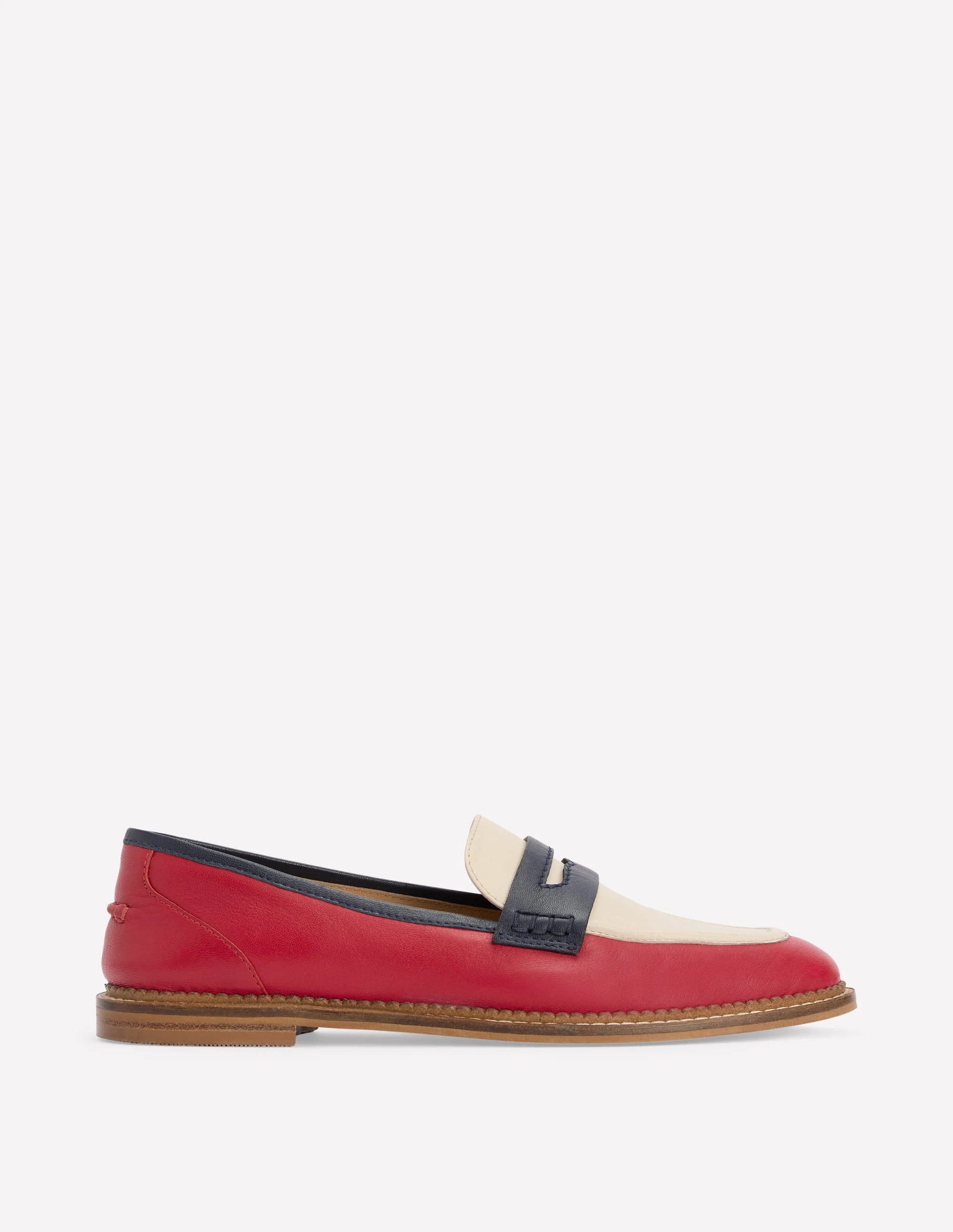 Nya Penny Loafers-Pillarbox Red/Navy | Boden (US)