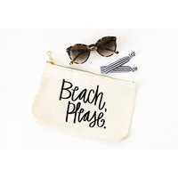 Beach Please Pool Bag Canvas Beach Bag Cute Cosmetic Bag Make Up Pouch Bachelorette Party Favors Travel Zipper Pouch Funny Bridesmaid Gifts | Etsy (US)