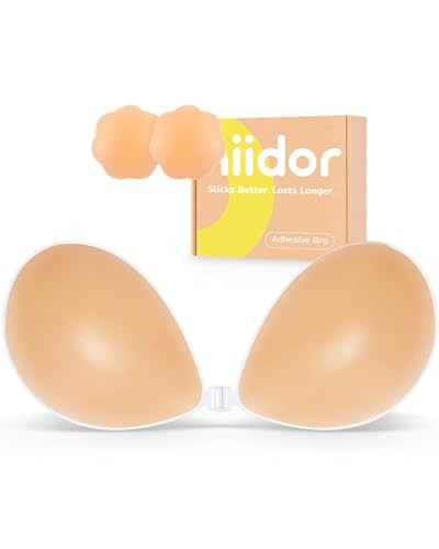 Niidor Strapless Bra Adhesive Backless Sticky Bra with Push Up Invisible Silicone Nude Bra for Low Cut Dresses Comfortable & Secure | Amazon (US)