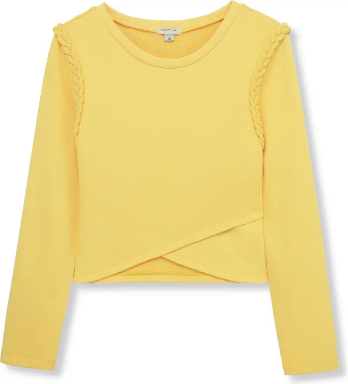 Kids' Braided Trim Knit Crossover Top | Nordstrom