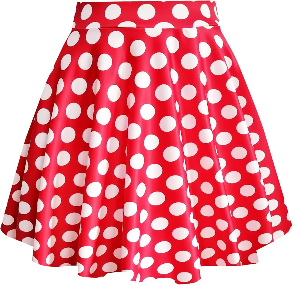 Women's Casual Basic Skirts Mini Flared Skater Stretchy A-Line Party Skirts with Shorts | Amazon (US)