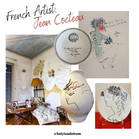 French artist, jean Cocteau, Matisse, modern art, decorative plates, hand sketch, lithograph, wall art, artist home styling 

#LTKhome #LTKstyletip