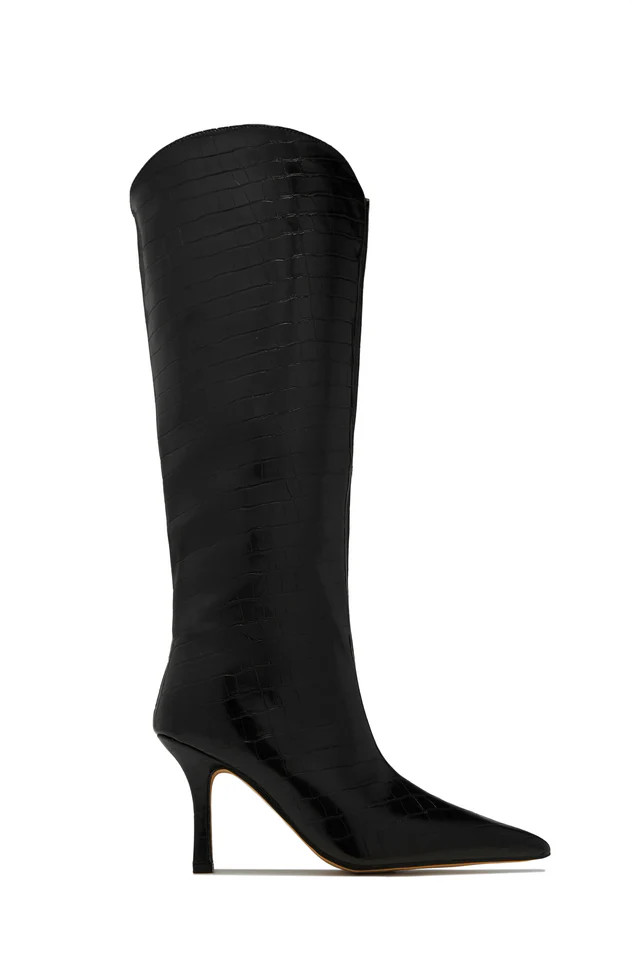 Miss Lola | Shyla Cherry Knee High Boots | MISS LOLA