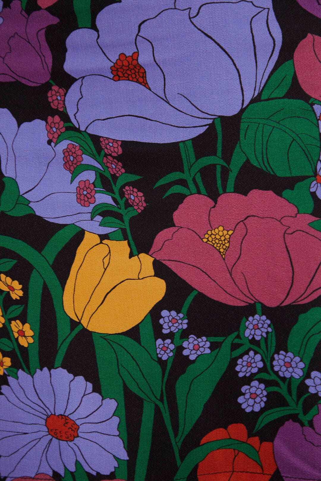 Black Bucolic Garden Long Sleeve Mini Dress | FarmRio (US)