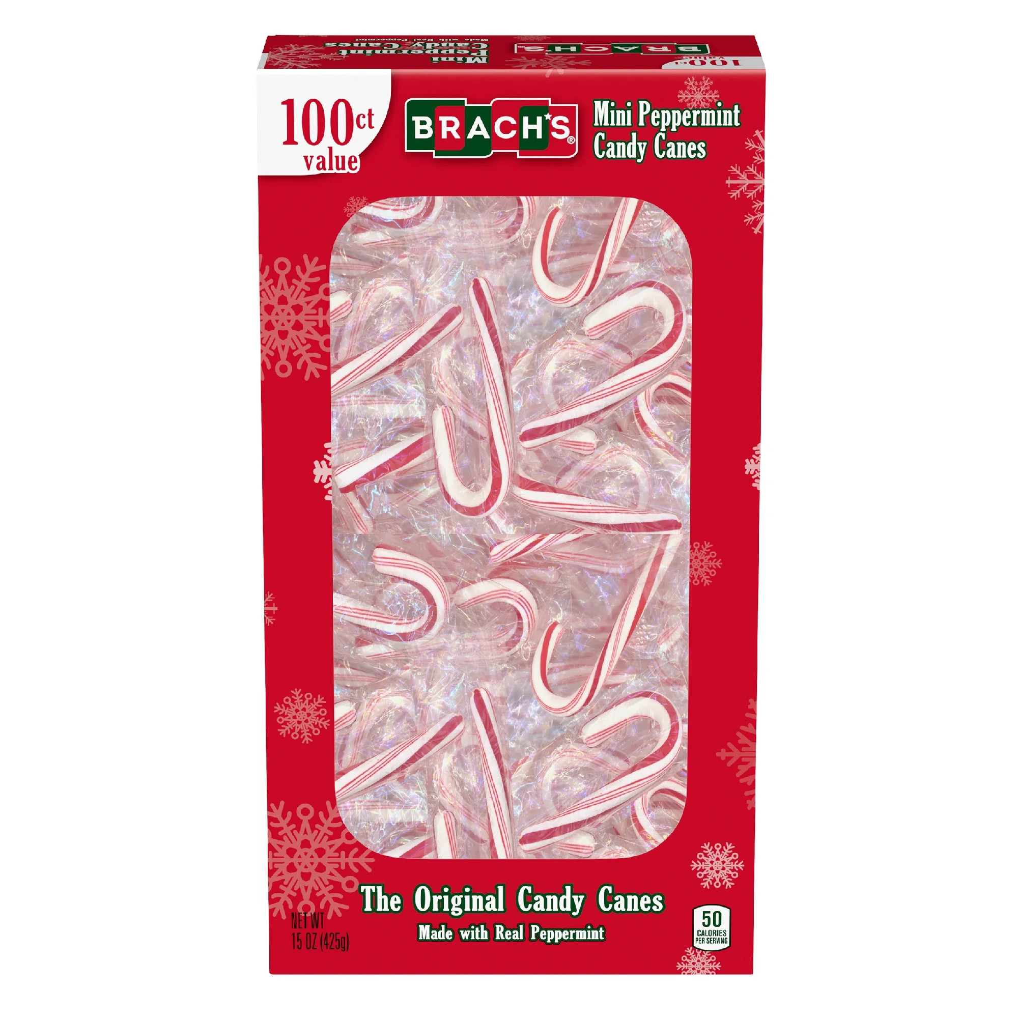 Brach's Mini Peppermint Holiday Candy Canes, Christmas Stocking Stuffer Candy, 100ct Box - Walmar... | Walmart (US)