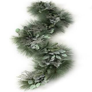 SULLIVANS 6 ft. Green Cedar and Eucalyptus Unlit Artificial Christmas Garland GD1418 - The Home D... | The Home Depot