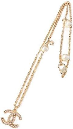 Classic Double C Necklace Gold Plated Bright Cut Simulated Diamond Zirconia-A | Amazon (US)