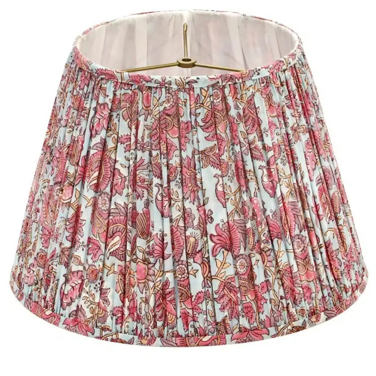 Blue and Pink Flowered Pleated Lamp Shade | The Well Appointed House, LLC