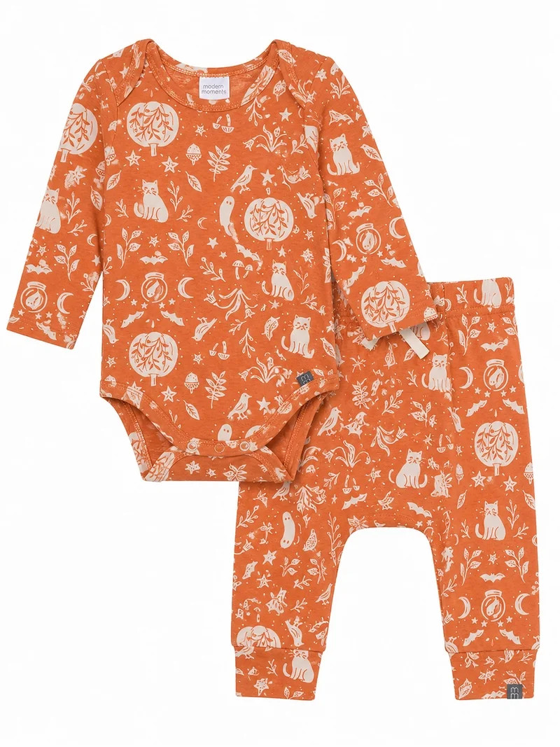 Modern Moments by Gerber Neutral Halloween Bodysuit and Pant Outfit Set, 2-Piece, Sizes Newborn -... | Walmart (US)