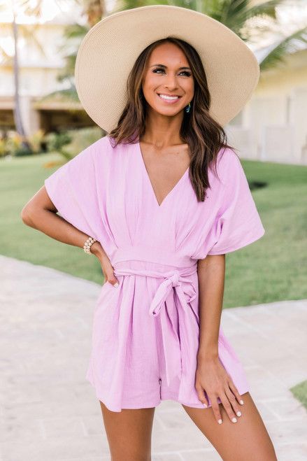 Hope She Comes Along Romper Violet | The Pink Lily Boutique