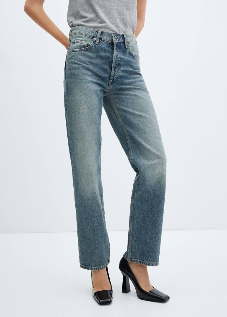 Jean droit taille normale -  Femme | Mango France | MANGO (FR)