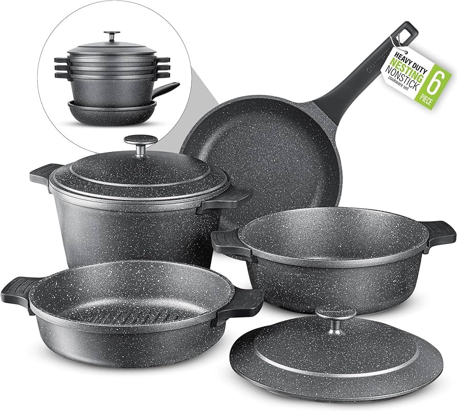 Granitestone 12 Pc Heavy Duty Pots and Pans Set Nonstick Cookware Set, Complete Induction Cookwar... | Amazon (US)