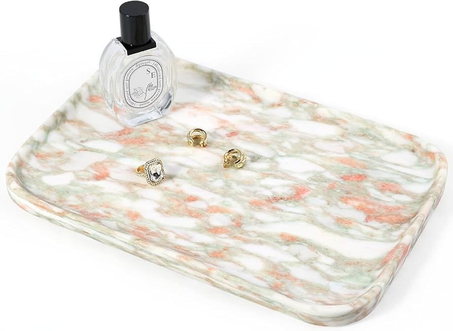 Koville Marble Tray, 12"x8" Marble Vanity Tray for Bathroom Kitchen Countertop, Rectangular Stone... | Amazon (US)