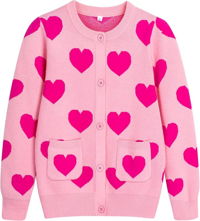 Girls Cardigan Long Sleeve Button Down Sweater Toddler Kids Knit School Uniforms Sweaters with Po... | Amazon (US)