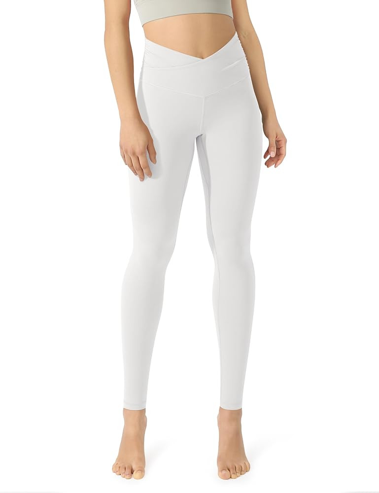 ODODOS Women's Cross Waist Yoga Leggings with Inner Pocket, 23"/25"/28" Gathered Crossover Workou... | Amazon (US)