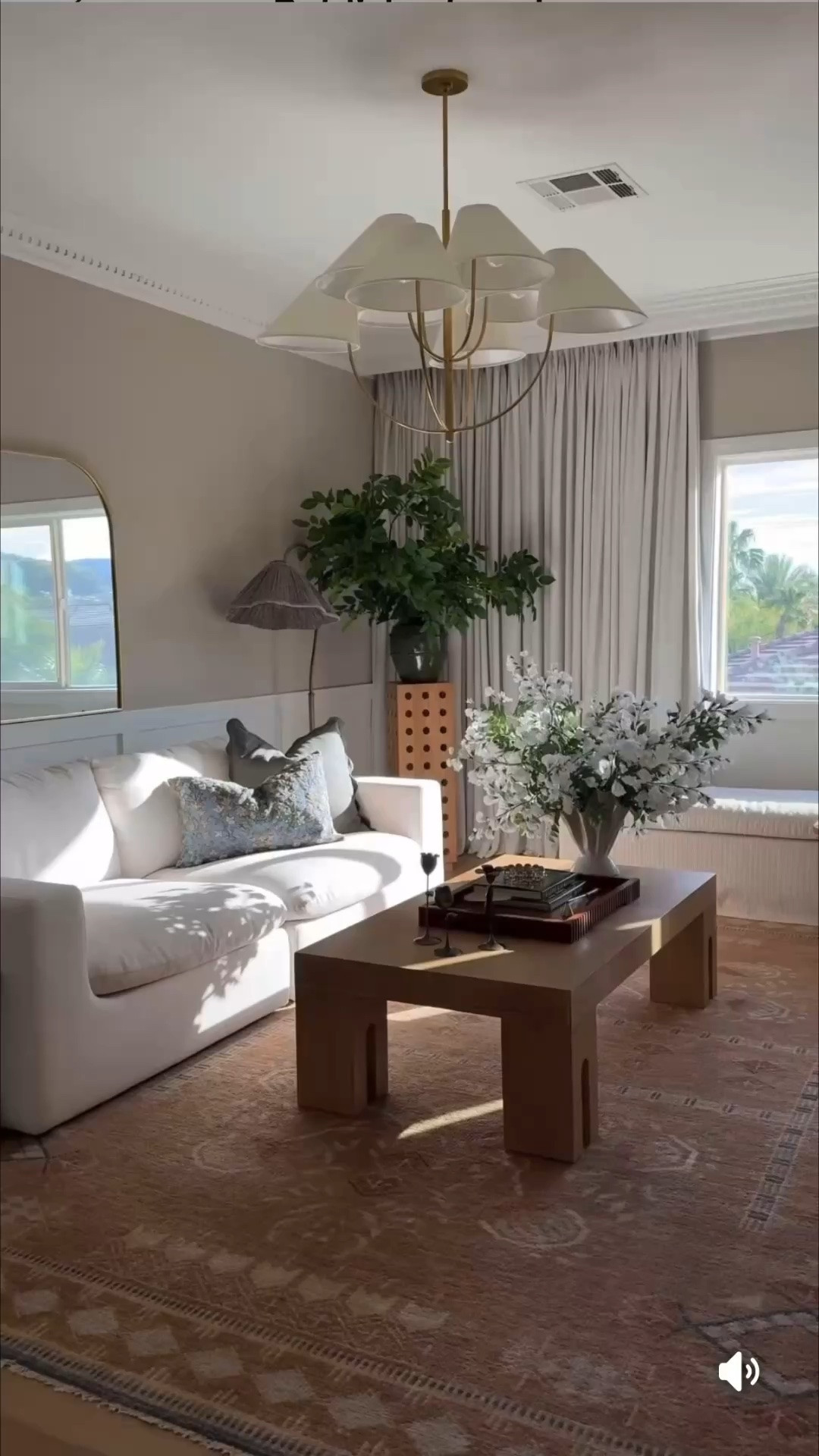 Living room - coffee table, flowers, vase, pedestal, sofa, tray - Code JILL20 for 20% off at Alice Lane - Code JILLHIGGINSON for 22% off at Two Pages drapes.  Liz Linen, Triple pleat, beige white, blackout liner

#LTKHome #LTKmomlife #LTKdayinmylife