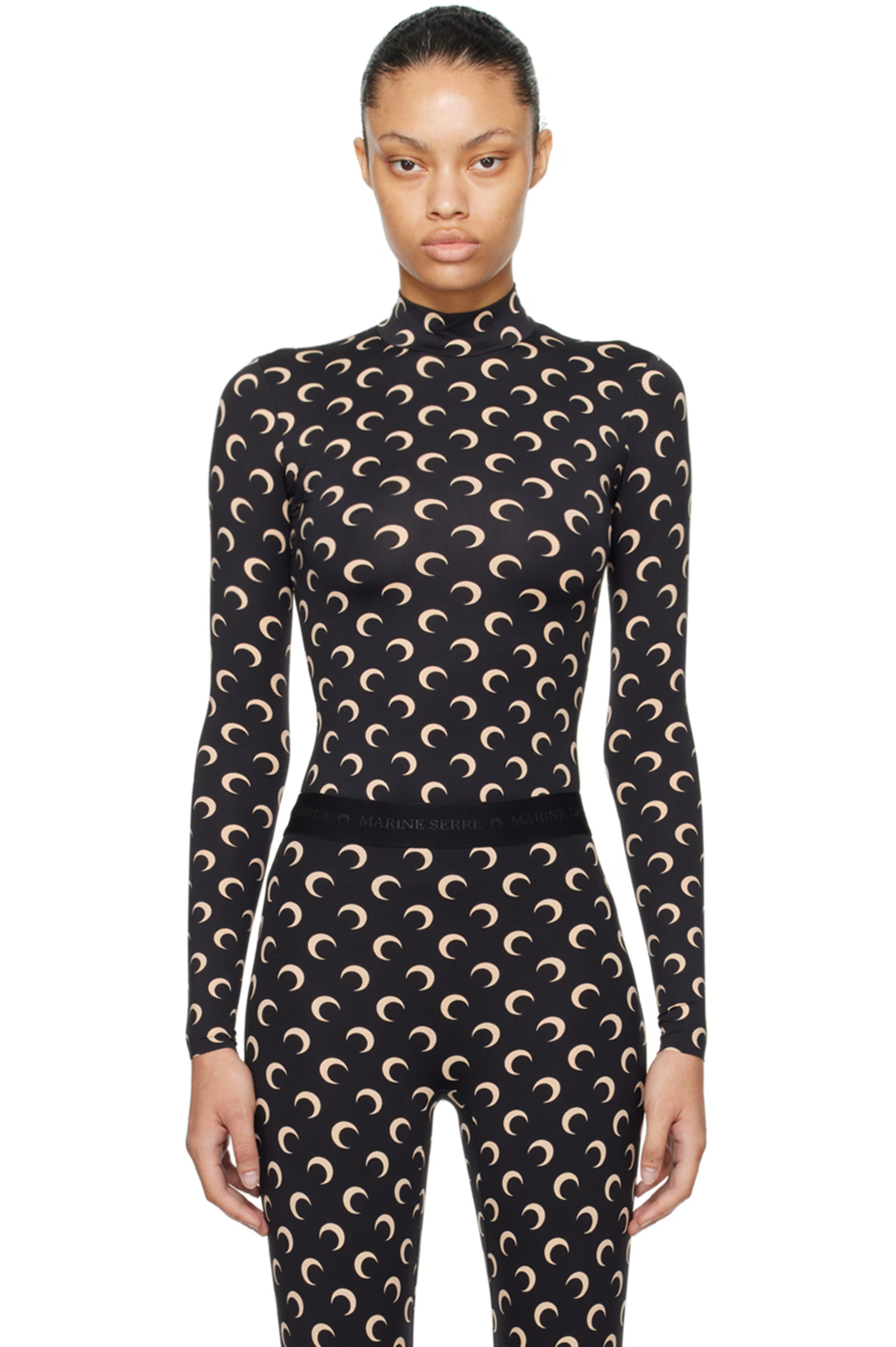 Marine Serre - Black All Over Moon Turtleneck | SSENSE