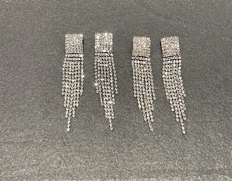 Sparkling Bridal Crystal Rhinestone Long Tassel Dangle Drop Earrings , Bridesmaids Earrings , Sil... | Etsy (US)