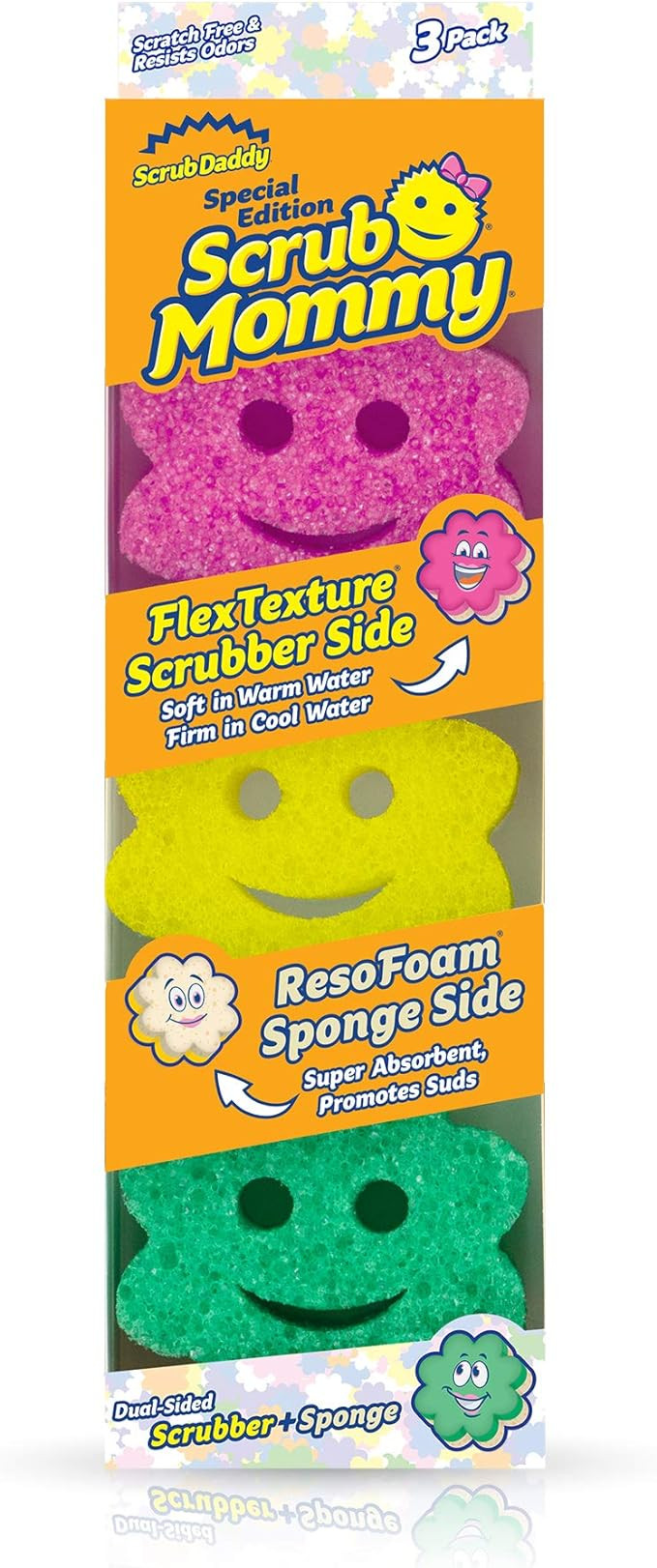 Scrub Daddy Sponge Set - Scrub Mommy Power Flower Dual- Sided Sponge and Scrubber - Non Scratch S... | Amazon (US)