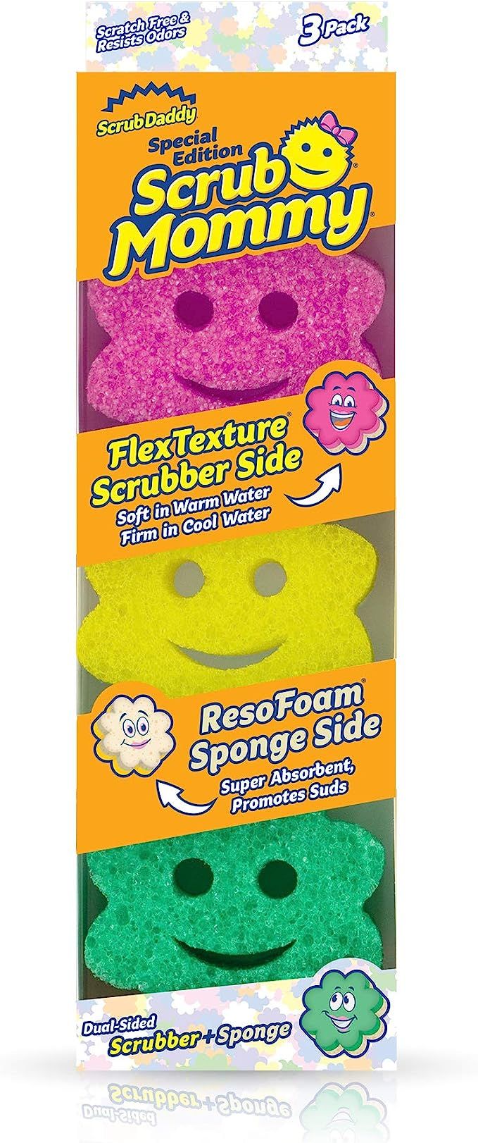 Scrub Daddy Sponge Set - Scrub Mommy Power Flower Dual- Sided Sponge and Scrubber - Non Scratch S... | Amazon (US)