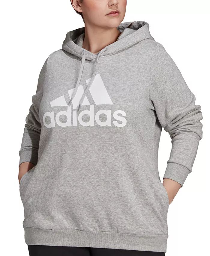 adidas Plus Size Essentials Logo Fleece Hoodie  & Reviews - Tops - Plus Sizes - Macy's | Macys (US)