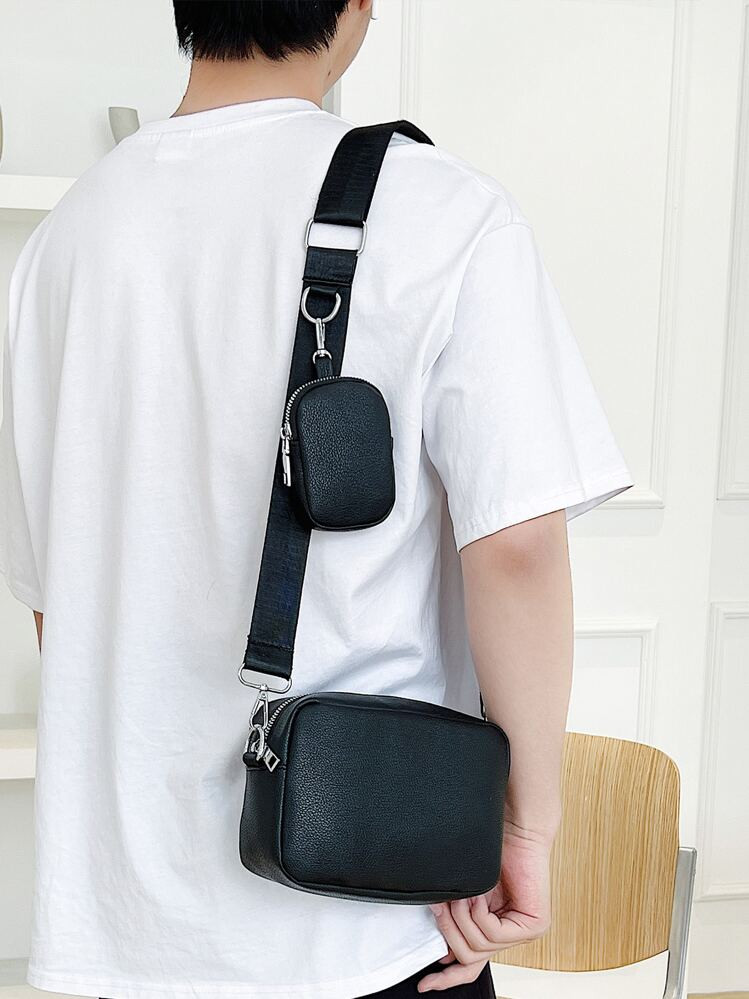 Students Multifunctional Sling Bag Casual Bag Fashion Handbag Retro Solid Color Pu Leather Shoulder Underarm Bag Casual Men Hobo Bag, Handbag, Commute Shoulder Bag Gym Bag With Mini Coin Purse Mini Box Men Bag Travel Essentials Retro Bag Valentine Day Holiday Essentials Camping Sling Bag Stickers Winter Back To School Valentines Gifts Vintage Vacation Bags Black Bag Gift Bag Bag Pack Cross Body Bag Spring Vintage Bags School Supplies Side Bags For Men Mini Bag | SHEIN