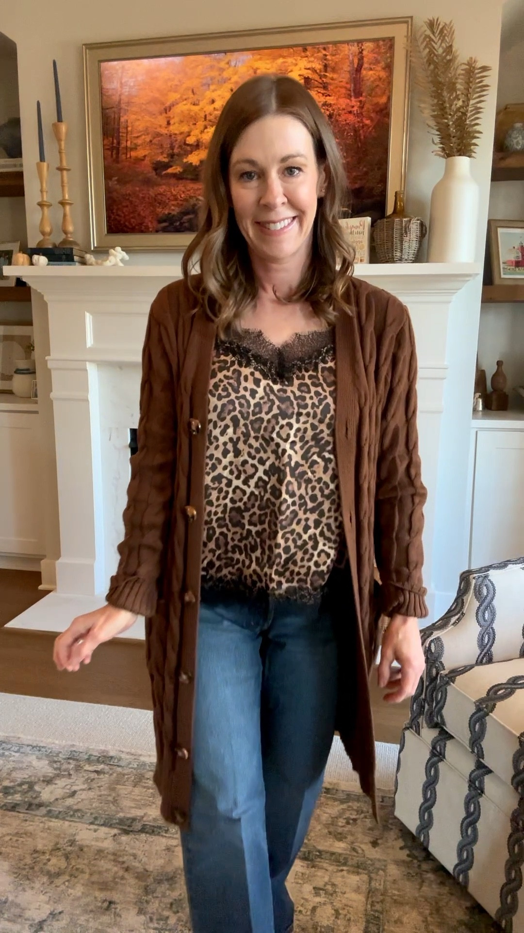 Cozy sweater and a leopard cami makes for the perfect outfit! 
Long cardigan sweater is from Amazon and I’m wearing a size small! 
It features a cable knit style! 
The leopard cami is from Loft and I’m wearing a small and it fits TTS! 
Jeans are Madewell! 
#amazonfashion #loft #madewell #merokeety

#LTKPetite #LTKSaleAlert #LTKFindsUnder50