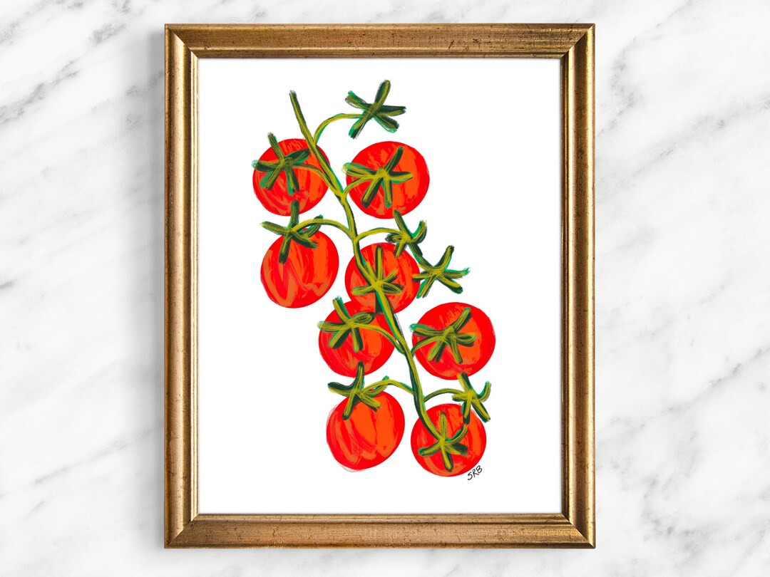 Italian Cherry Tomato Vine, Giclee Art Print, Garden Food Illustration, Kitchen Wall Art, Gourmet... | Etsy (US)