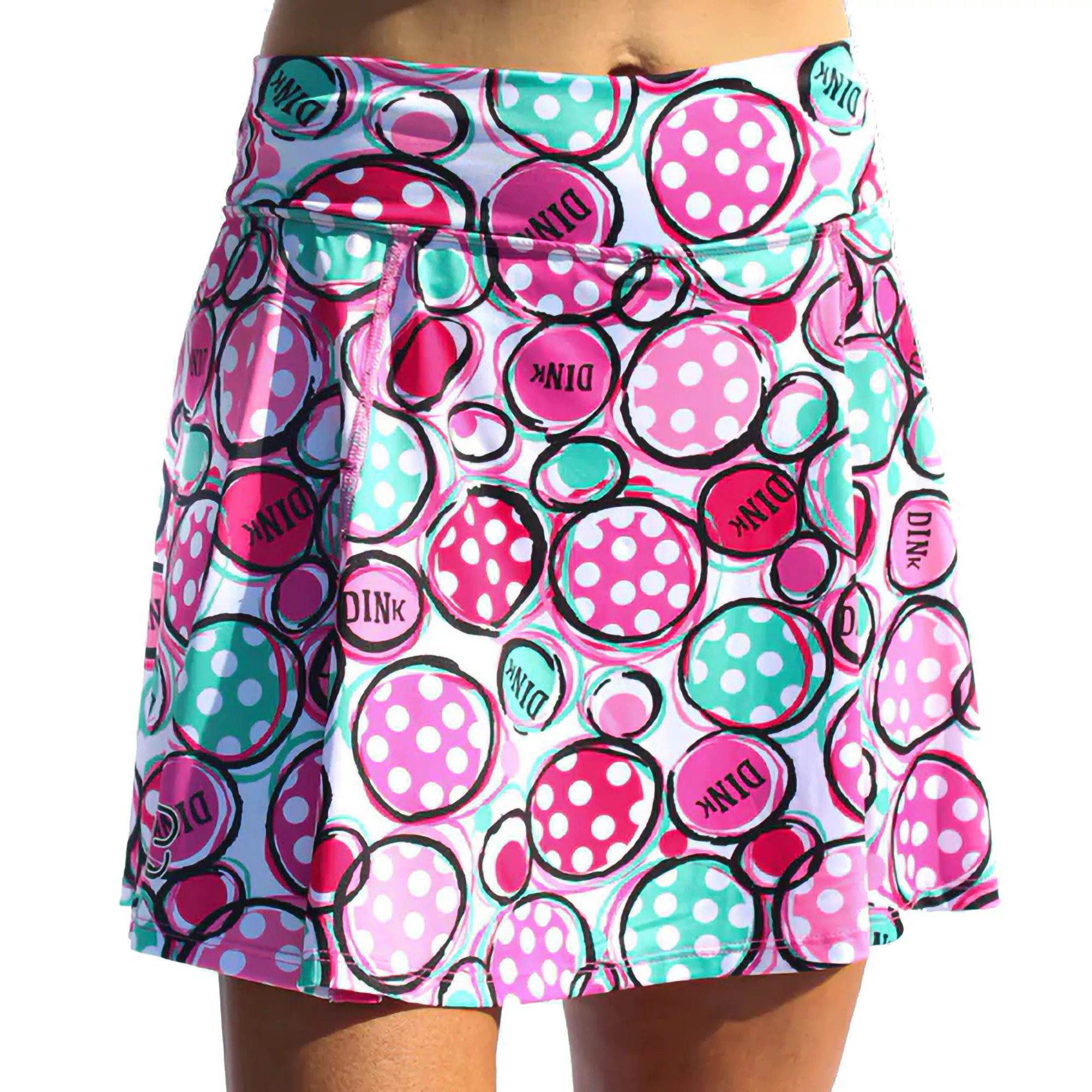 Pickleball Bella Women's Dink 2 A-Line Skort, Medium, White/Pink/Green - Holiday | Golf Galaxy