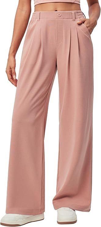 IUGA Wide Leg Pants Woman Pull on Stretchy Work Dress Pants High Waisted Business Casual Trousers... | Amazon (US)