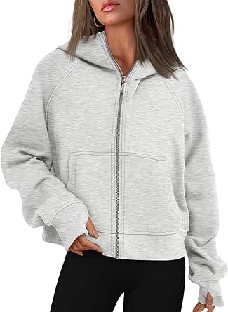 AUTOMET Womens Zip Up Cropped Hoodies Fleece Oversized Sweatshirts Full Zipper Jackets Y2k Fall C... | Amazon (US)