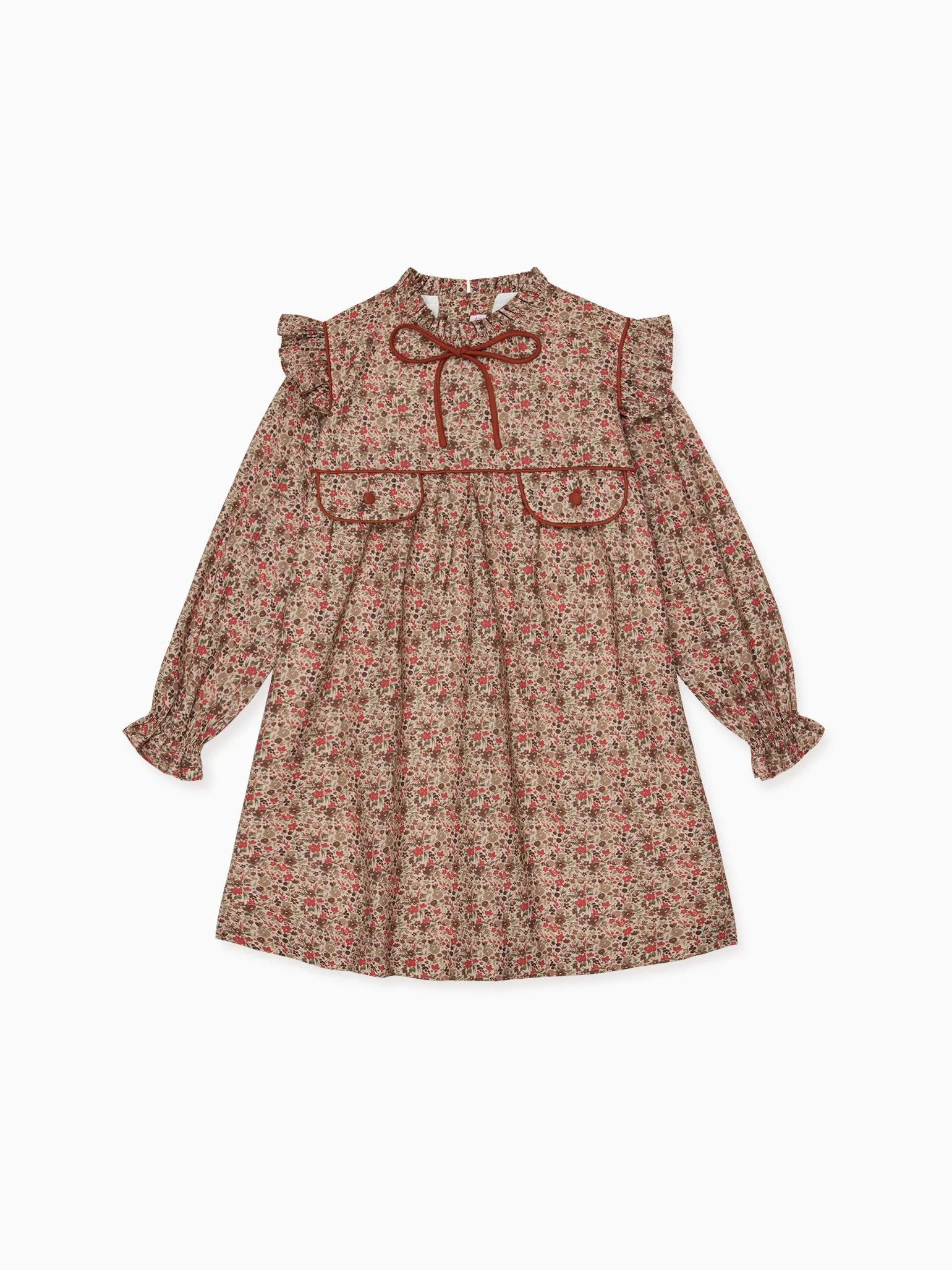Taupe Floral Maura Girl Empire Dress | La Coqueta (US)