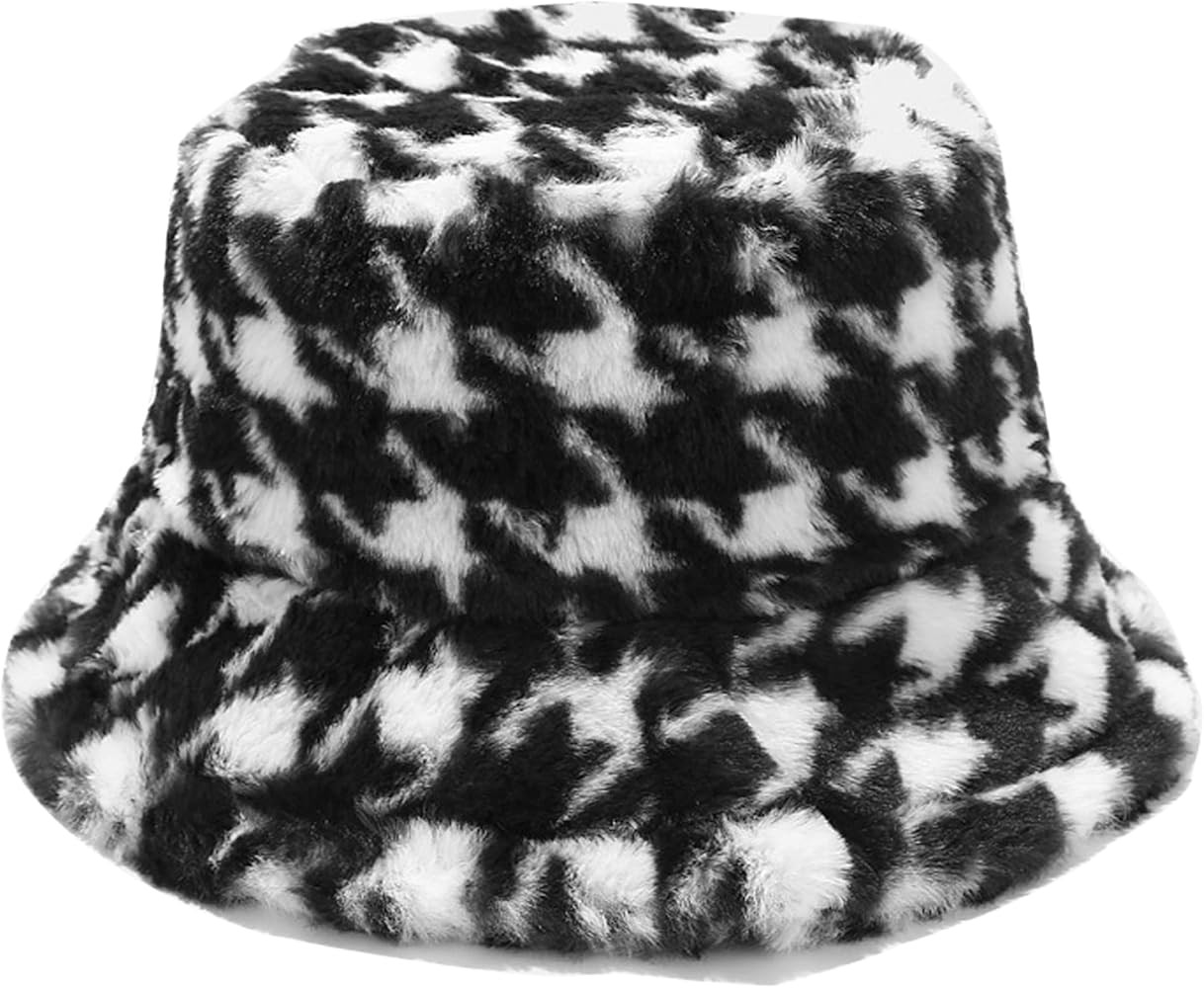 Umeepar Winter Faux Fur Fuzzy Bucket Hat Fluffy Warm Hat for Women Men | Amazon (US)