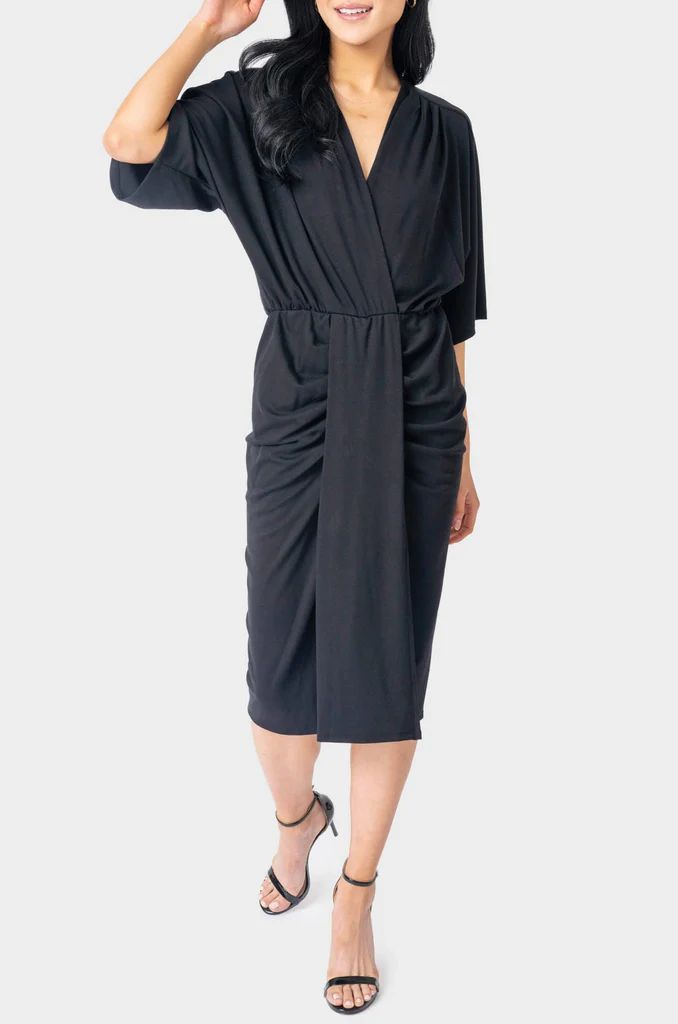 Jennifer Drape Front Luxe Knit Surplice Dress | Gibson