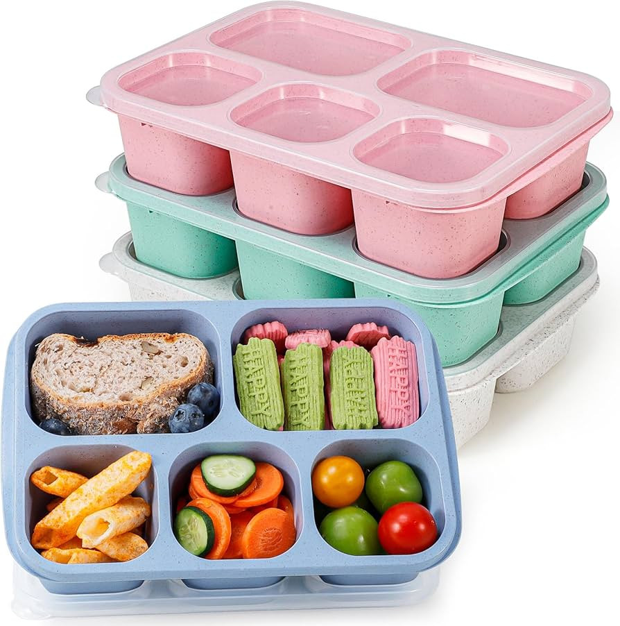 Caperci Wheat Straw Bento Snack Box Containers for Adults & Kids - Reusable Adult Lunchable Food ... | Amazon (US)