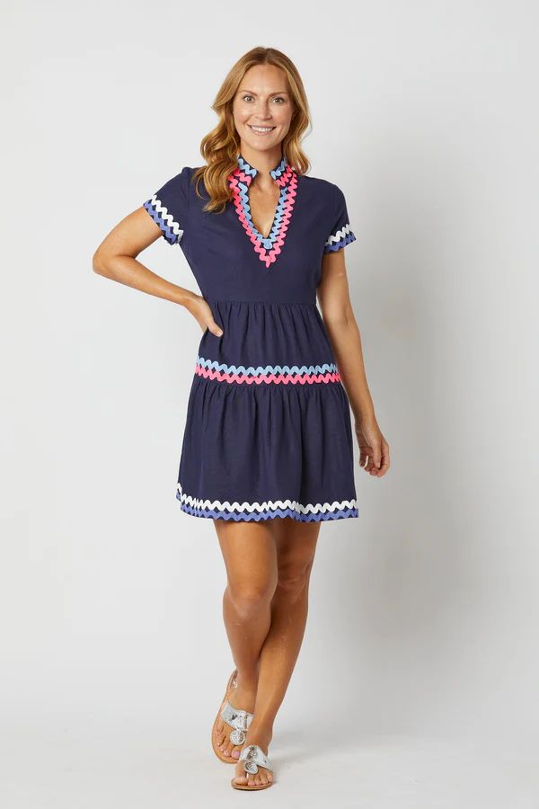 Navy Short Sleeve Fit and Flare Dress | Sail to Sable