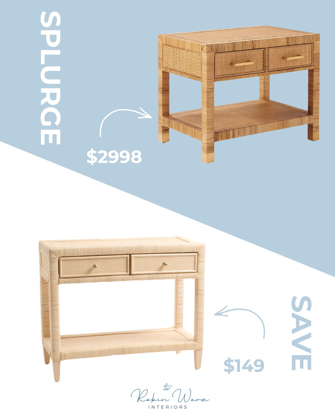 Serena & Lilly look for less night stand, console table, side table, sofa table, rattan rafia. Balboa. 

 #LTKHome