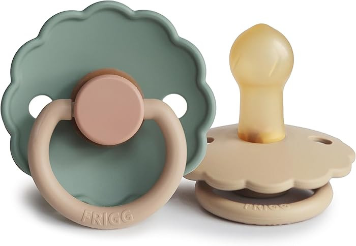 FRIGG Daisy Natural Rubber Baby Pacifier | Made in Denmark | BPA-Free (Willow/Croissant, 0-6 Mont... | Amazon (US)