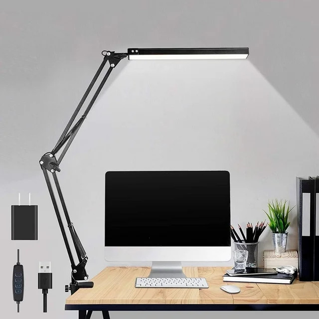 Syenll LED Desk Lamp, Adjustable Swing Arm Desk Light with Clamp, 3 Color Modes 10 Brightness Rea... | Walmart (US)