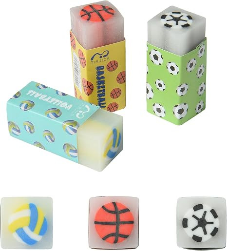 HILAZA 18Pcs Cute Sports Ball Erasers for Kids Bulk, Fun Basketball Soccer Volleyball Pencil Jell... | Amazon (US)