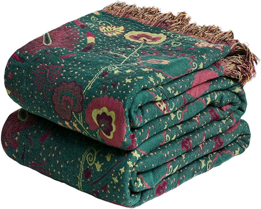 MSGKV Boho Throw Blanket for Couch and Sofa Cotton Blankets for Living Room Bedroom Reversable Fl... | Amazon (US)