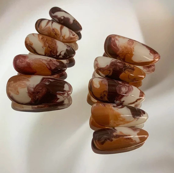 ICED LATTE  MTO  Press on Nails  Brown Nails Nude Nails | Etsy | Etsy (UK)